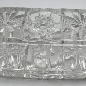 Early American Pressed Glass Anchor Hocking Star of David Butter Dish