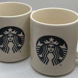 Starbucks Pair of two  MADE in USA D-Handle Black Mermaid Logo  Coffee Mugs