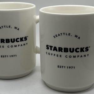 Starbucks Vintage Coffee Company Seattle, WA  Est 1971 Mug 14 oz White Cup lot of 2