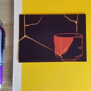 Carte postale bol Kintsugi. Mini impression culture japonaise A6.