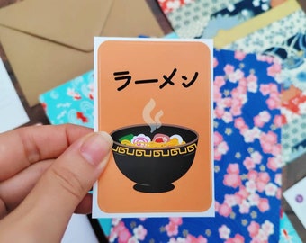 Ramen noodles bowl Japan sticker. Illustrated food sticker to decorate journals, planners, or for scrapbooking. Gift for foodies.