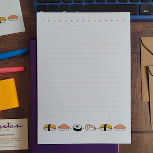Sushi 8 vellen A5-briefpapier met print. Leuke Japanse brievenset. Liefhebbers van penvrienden en postzegels
