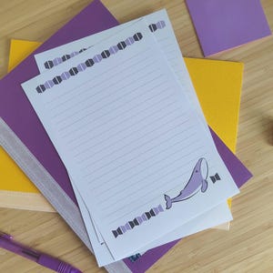 Set briefschrijfbladen. Schattig walvis 8 A5-penvriend snail mail bedrukt papier. Gevoerd briefpapier, goed als notitie- of plannerpapier. BTS ARMY-cadeau