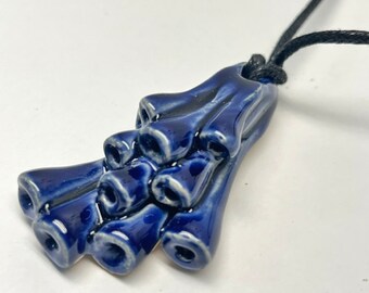 Blue ceramic tubes pendant necklace