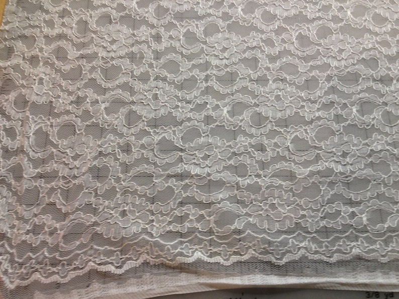 White Lightly Corded Dyeable Bridal Lace sold by the yard image 2