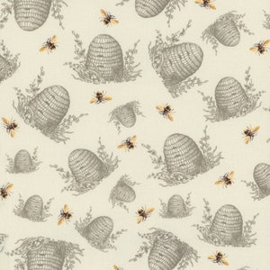 Honey Bee Farm Tossed Bee Hives 100% Cotton Fabric from Timeless Treasures Sold by the Yard
