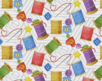 Just So Happy Spools 100% Cotton Fabric Remnant by Jan Alison for Henry Glass 23&quot;x44&quot; piece Sold by the Piece