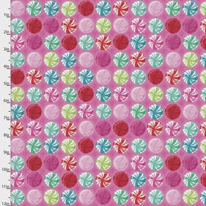 Holiday Spirits Candy Swirls on Pink 100% Cotton fabric by Courtney Morgenstern for 3 Wishes Fabric Sold by the yard