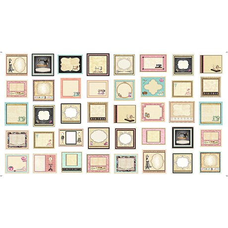 Just Sew Sewing Labels on White 100% Cotton Fabric 24" Panel by Dan Morris for Quilting Treasures Sold by the Panel