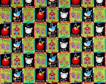 One Two Three ABC 100% Cotton Fabric by Susan Winget for Springs Creative Sold by the Yard