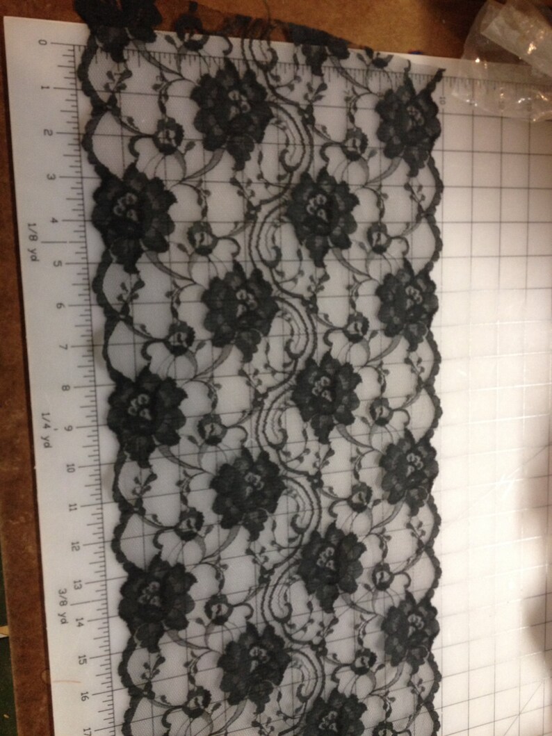 Black Raschel Lace 10 wide trim for bridal, apparel or crafts image 3