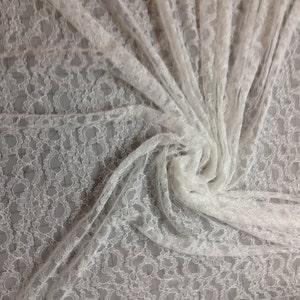 White Lightly Corded Dyeable Bridal Lace sold by the yard image 1