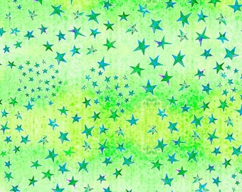 Dream Big Stars on Green 100% cotton fabric by Dan Morris for Quilting Treasures Sold by the Yard