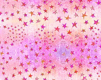 Quilting Treasures Dream Big - Stars on Pink - by Dan Morris - 100% Cotton Fabric - Sold by the Yard