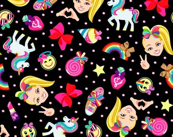 JoJo Rainbow Emoji 100% Cotton Fabric by Springs Creative Sold by the Yard