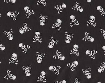 Skulls on Black 54" Wide 100% Cotton fabric by Foust Textiles Sold by the yard
