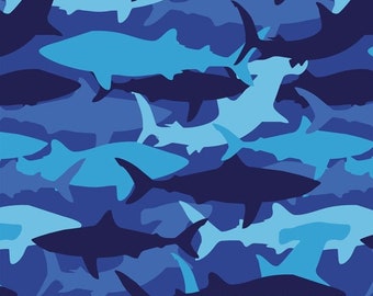 Shark Camo 100% Cotton Fabric by David's Textiles Sold by the Yard