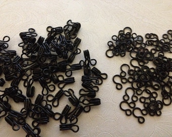 1 Gross Black Steel or Silver Nickel #2 Hook and Eye Fastener Sets Sew On