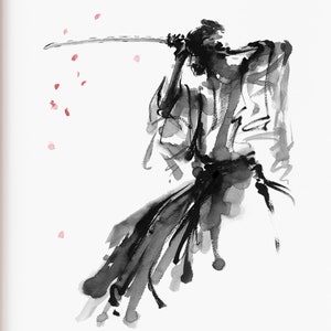 Póster de espada samurái, bushido, samurái, acuarela de samurái, decoración de pared samurái, idea de regalo para el día del padre con decoración samurái