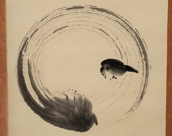 Enso Circle Sumi-e Painting: Japanese Zen Art Scroll