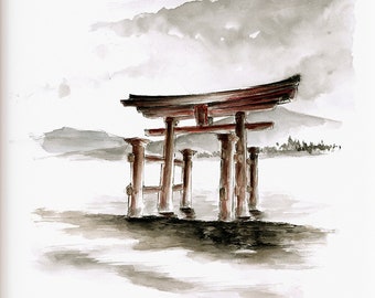 Torii Gate Canvas Print: Japanese Landscape Wall Art