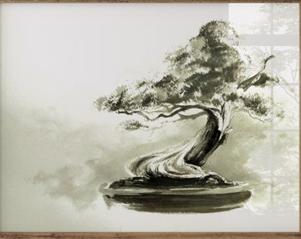 Bonsai Tree Fine Art Canvas Print: Home Decor Poster