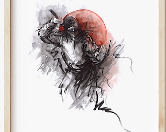 Ninja warrior fine art print, Ninja wall decor, Kunoichi Shinobi high quality canvas poster, art ful, home decoration