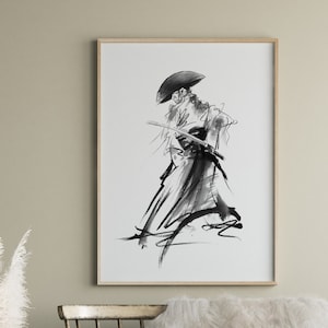 Samurai Art, Samurai Print, Bushido, Samurai, Samurai Wall Art, Sumi-e, Bushido Poster, Ronin