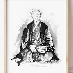 Gichin Funakoshi Poster, Samurai Home Decor, Martial Arts Room Decor, Karate Wall Decor, Samurai Modern Artwork, Living Room Decor