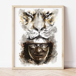 Samurai, Samurai wal Decor, Samurai Home Decor , Katana, Bushido, Samurai Wall Art, Samurai Art, Samurai Print, Tiger, Eye the Tiger