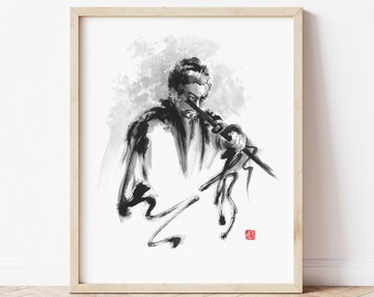 Samurai Wall Decor, Warrior Poster, Samurai Abstract Art, Samurai Home Decor, Japanese Wall Hanging