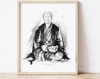 Gichin Funakoshi Poster, Samurai Home Decor, Martial Arts Room Decor, Karate Wall Decor, Samurai Modern Artwork, Living Room Decor