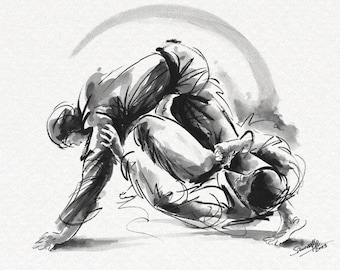 Ju Jitsu Techniques Art Print: Dojo Wall Decor
