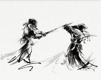 Kendo - japan martial art - warrior wall poster - motivational fine art