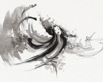 Delicate and Atmospheric: The Dance of Geisha, Japanese Vibe, Minimalist modern style of the art poster