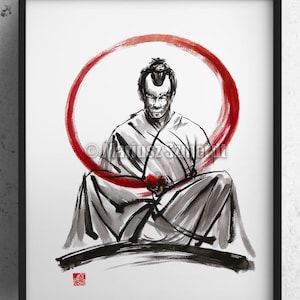 Samurai poster, japanese warrior art print, shogun, japan design idea