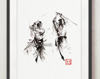 Samurai,Soul of Bushido, Ronin, Samurai Warrior, Sword Fight, Samurai Sword, Ink Painting, Abstract Art, Calligraphy Father&#39;s Day Gift Idea