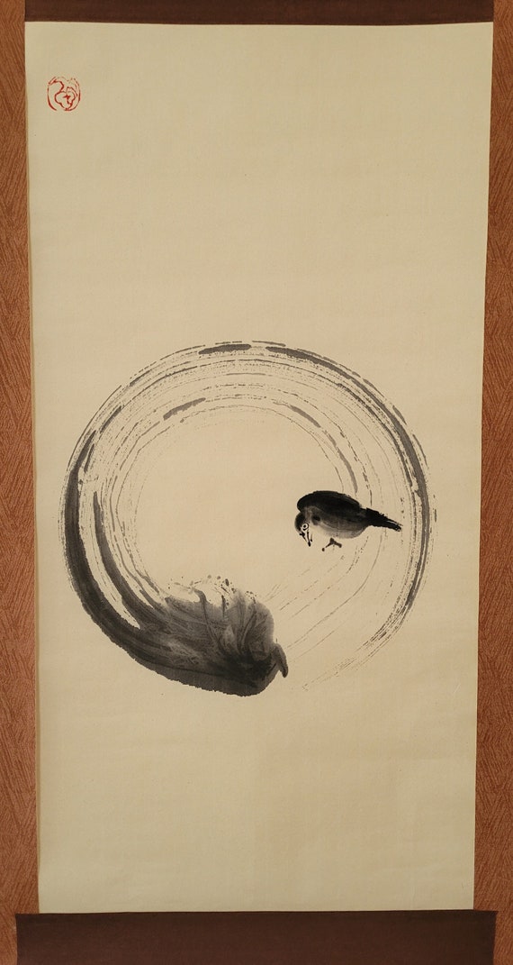円相円墨絵：日本の禅アートの巻物 - Etsy 日本