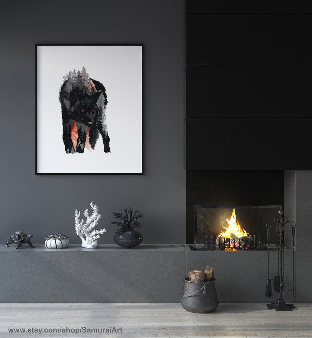 Fenrir Painting Wolf Poster Ragnarok Art Print Vikings Etsy