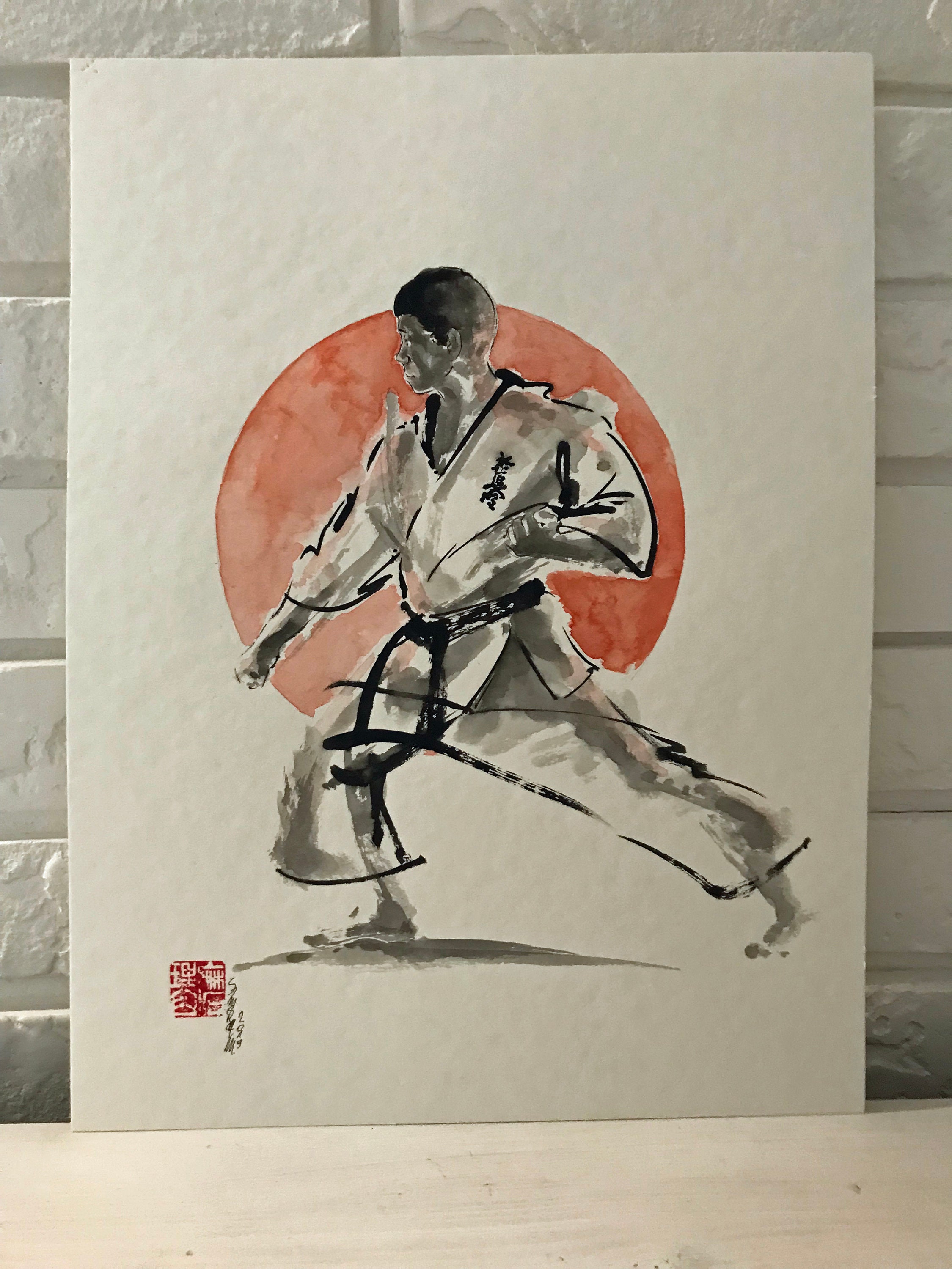 Kyokushin karate pintura japonesa sumie pincel pintura Etsy