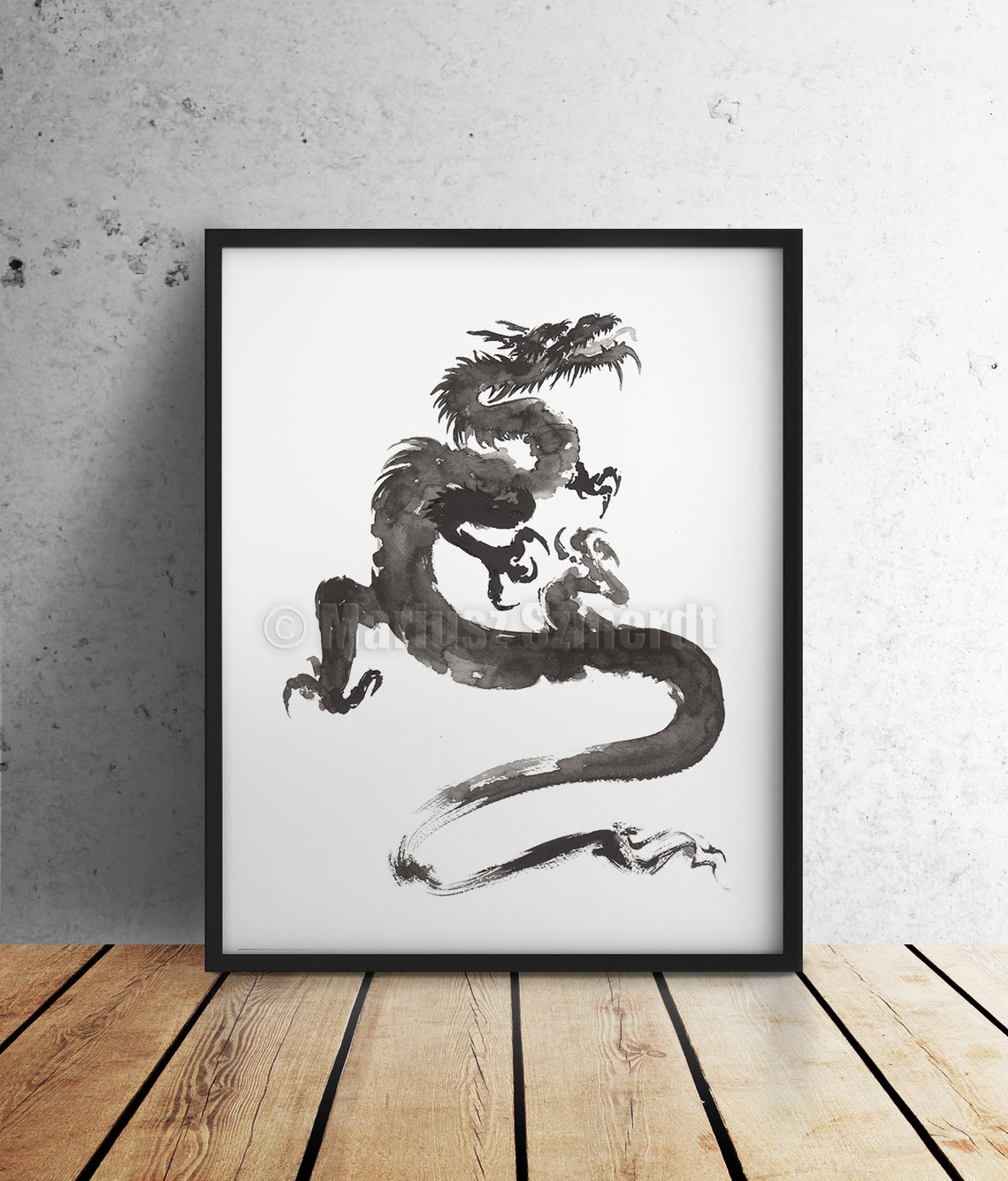 Dragon Abstract Painting Japanese Style Art Sumie Etsy