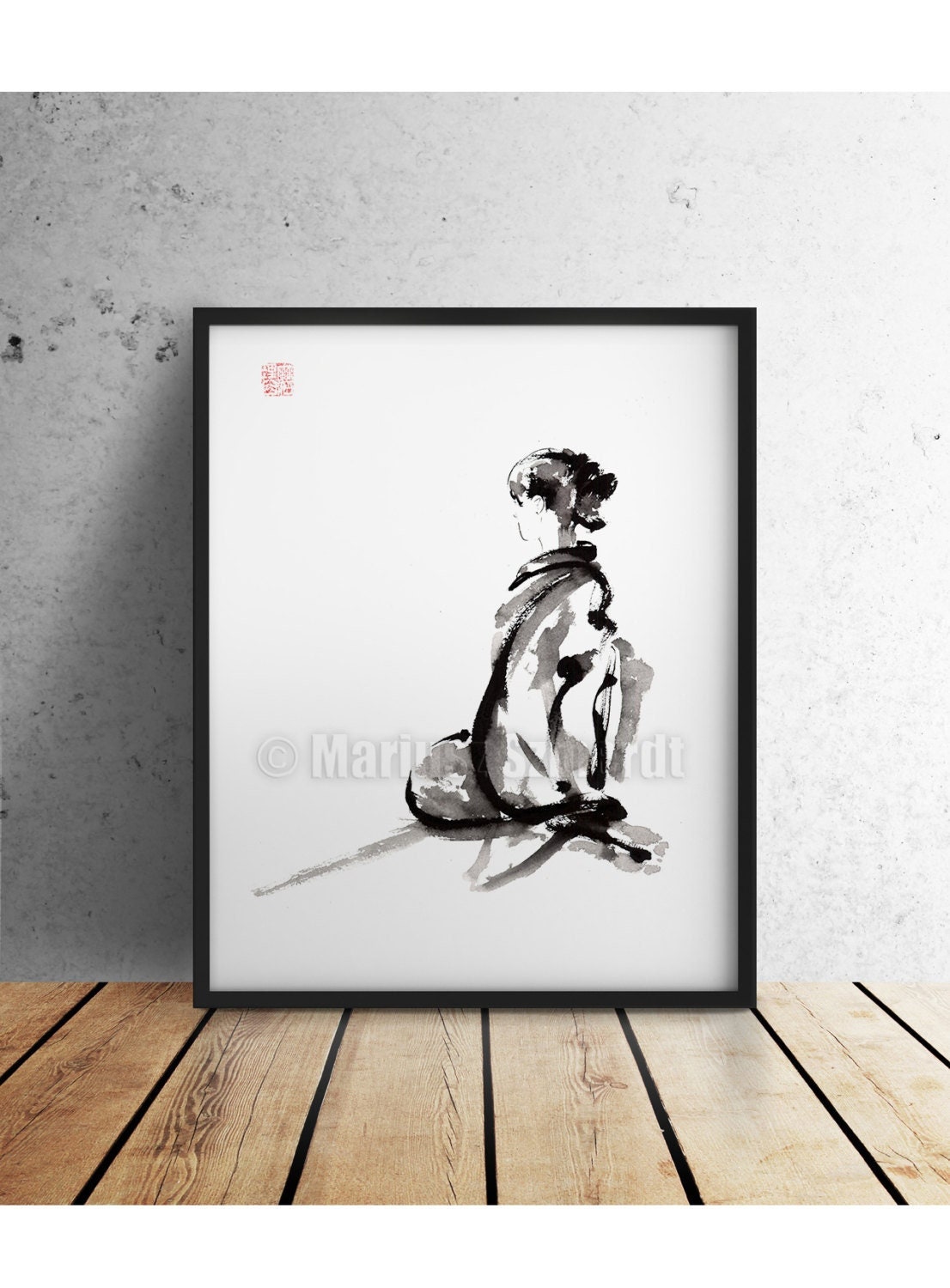 座禅禅画：墨絵による日本の筆絵 - Etsy 日本