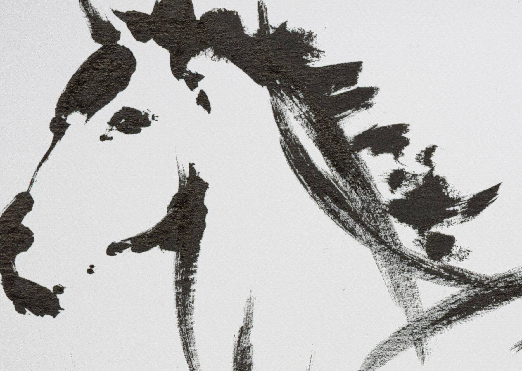 Horse Painting Wild Horses Calligraphy Art Sumie Surreal Etsy