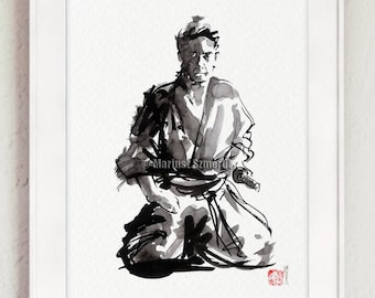 Samurai, Budo, Zen, Japanese Warrior, Bushido, Samurai poster, Watercolor painting, Warrior, Artwork, Modern art, Surreal