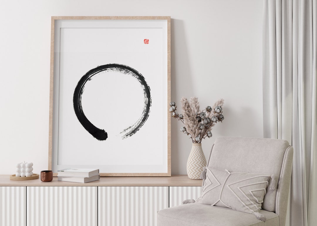 Enso Zen Circle Art Print: Minimalist Wall Decor - Etsy