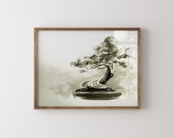 Bonsai Tree Fine Art Print, Bonsai Home Decor, Pine Tree Poster, homedecoration gift, artful, art in art gift