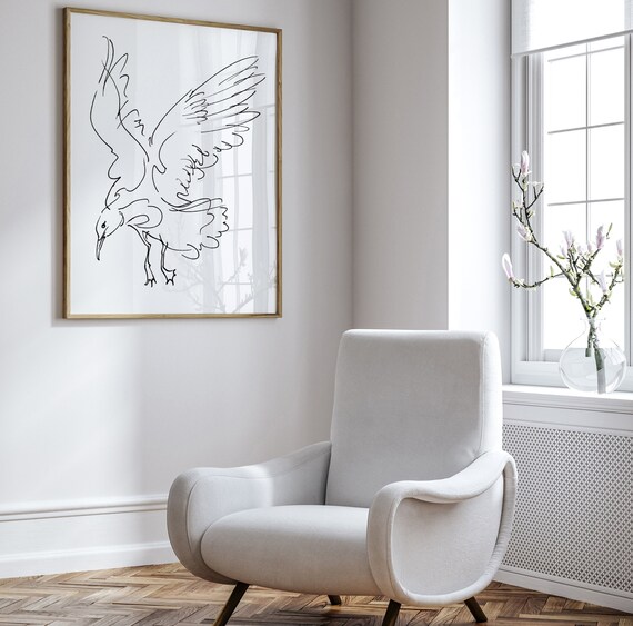 Marine Poster, Seagull, Line Art Print, Oneline art, Seagull Poster, Seagull Print, Wallart, Art Print, Marine, Sailor, Seagull Canvas Print