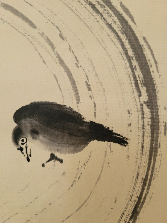 モダンアート 額装付き 絵画 抽象画 墨彩画 禅 円相 インテリア 円相円墨絵：日本の禅アートの巻物 - Etsy 日本