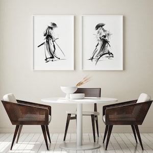 Samurai Set Print, Samurai, Samurai Poster, Samurai Home Decor, Japanese Warrior, Samurai, Bushido, katana poster