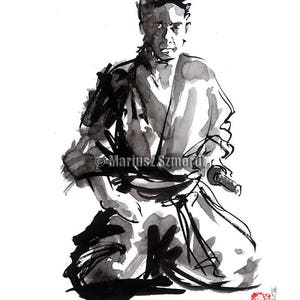 Samurai, Budo, Zen, Japanese Warrior, Bushido, Samurai poster, Watercolor painting, Warrior, Artwork, Modern art, Surreal image 3